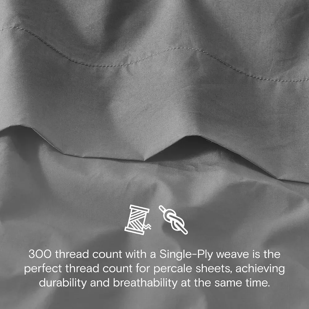 NWT DOZ by SIJO Organic Duvet Cover Set, Percale Cotton Storm, King/Cal King